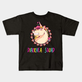 Unicorn Mullet Diarrhea Squad Rainbow Poop Kids T-Shirt